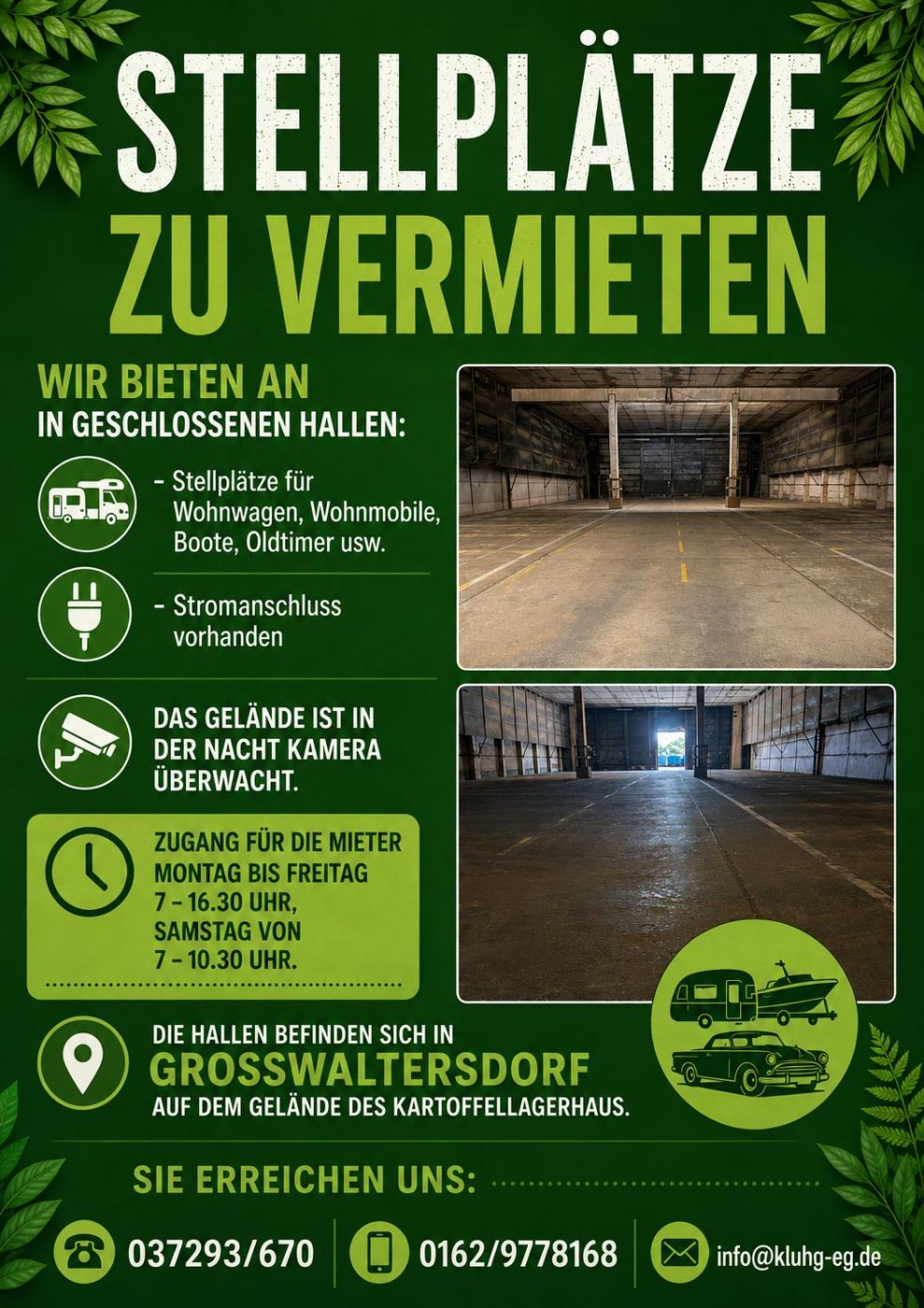 Stellplatz mieten in Großwaltersdorf für Boot, Anhänger, Wohnwagen, Wohnmobil